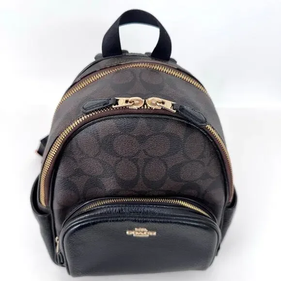 Coach Court Mini Backpack Coated Canvas Nylon Black/Brown Monogram C8604 - Picture 4 of 16
